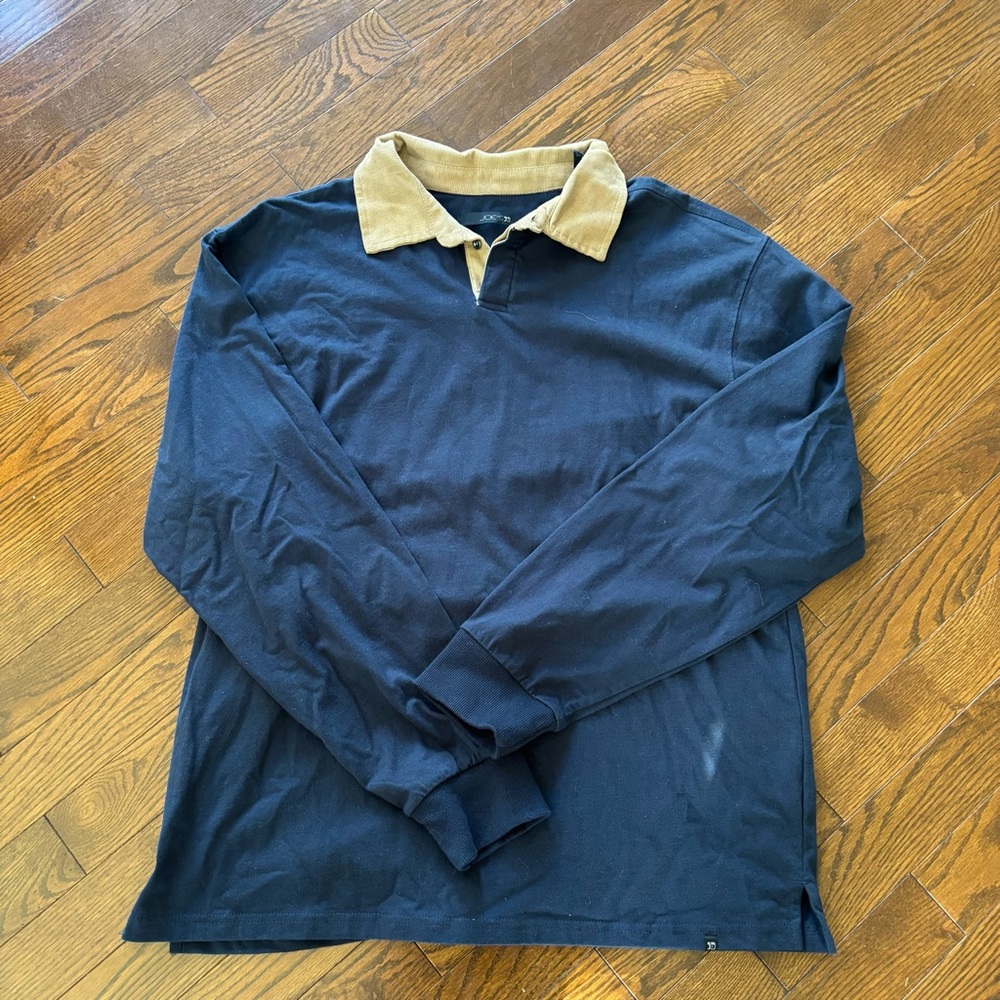 Joe's Jeans Blue and Tan Long Sleeve Polo